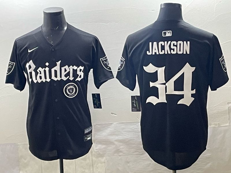 Men 2025 Oakland Raiders #34 Jackson black 6th generation Joint Name Nike Limited NFL Jersey style 012